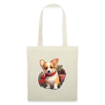 Houx Corgi de Noël et cadeaux - Sac en tissu - rouge - Devant