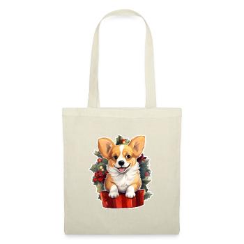 Frohe Weihnachten Happy Corgi Geschenk - Stoffbeutel - Rot - Vorne