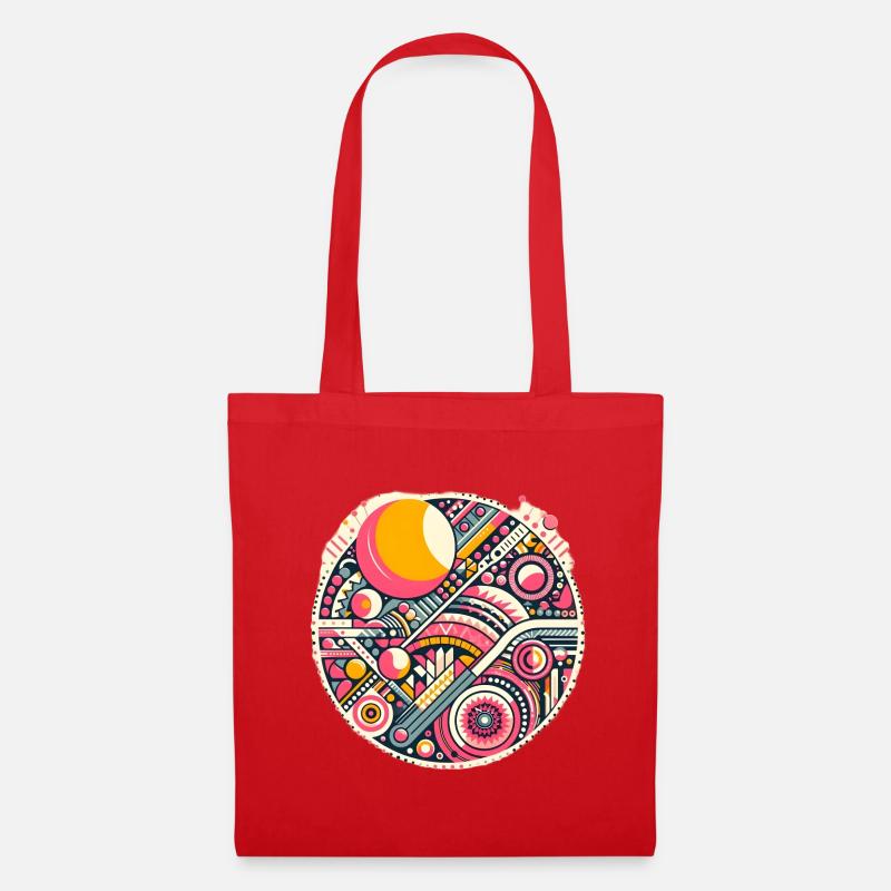Neon Geometry — Orbit Bloom - Stoffbeutel - Rot