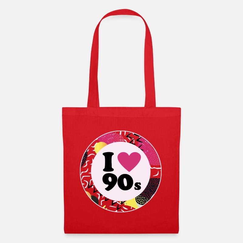 I ♥ 90s – Nostalgisches Retro-Design - Stoffbeutel - Rot