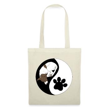 Dog and Paw Yin Yang Symbol - Tote Bag - red - Front