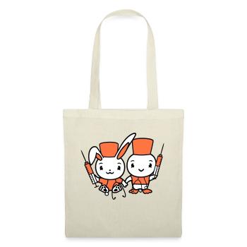Bunny Bird Chick Doctor Seringue Équipe 2 Amis Équipage - Sac en tissu - rouge - Devant