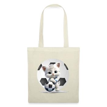 Kätzchen-Maskottchen mit Fußball - Stoffbeutel - Rot - Vorne