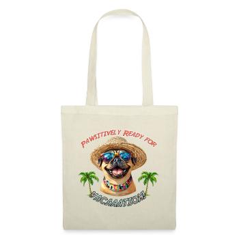 Mops im Sommerlook: Pawsitively Ready - Stoffbeutel - Rot - Vorne