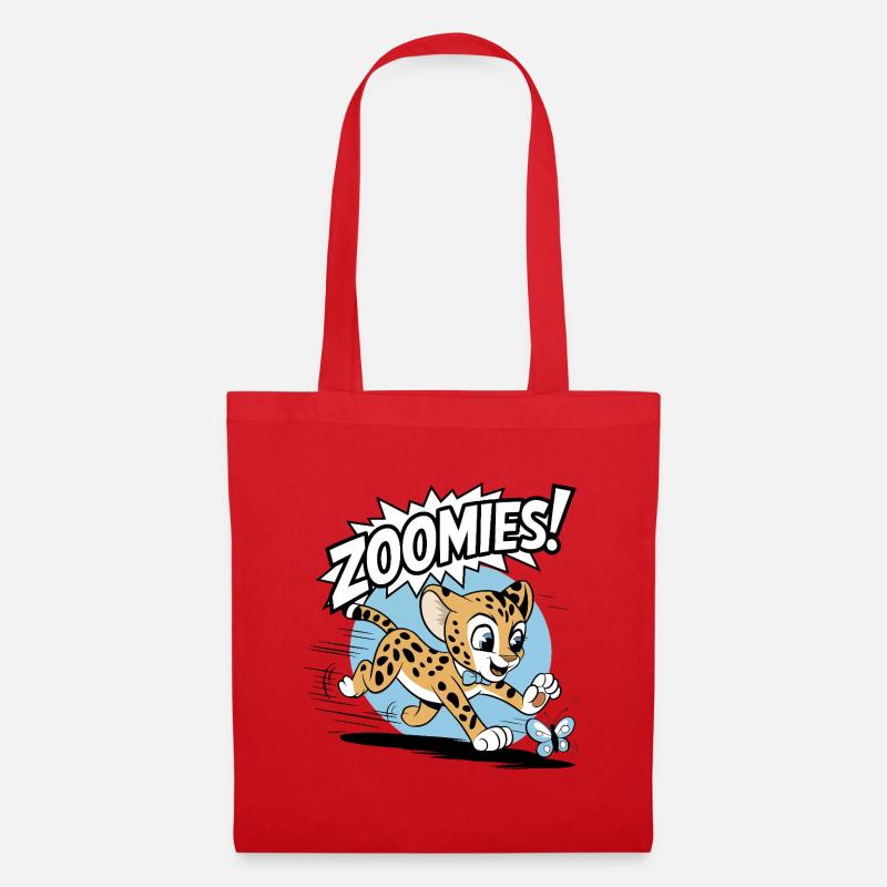 Zoomies – Cheetah Chasing a Butterfly - Tote Bag - red