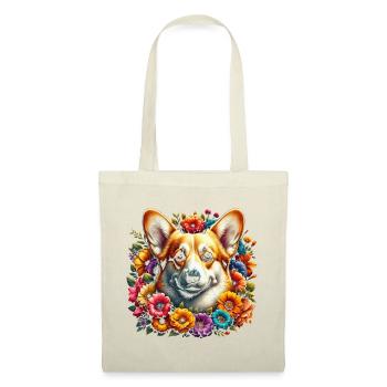 Corgi gallois en fleurs colorées - Sac en tissu - rouge - Devant