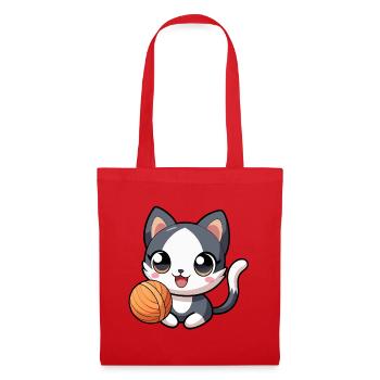 Black and white kawaii kitten with skein - Tote Bag - red - Front