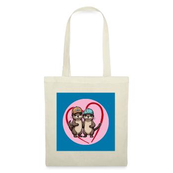 Deux loutres avec des casquettes de baseball, des copains et des amis - Sac en tissu - rouge - Devant