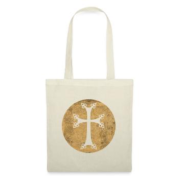 Stylized Armenian Cross in Golden Circle - Tote Bag - red - Front