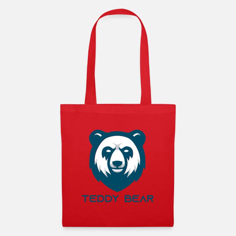 Teddy Bear Bär Logo – Minimalistischer Bärenkopf - Stoffbeutel - Rot