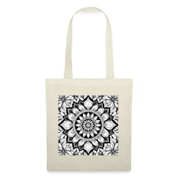 Blumenmuster Mandala Schwarz Weiß - Stoffbeutel - Rot - Vorne