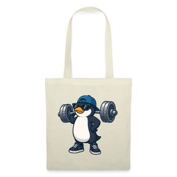 Cooler Pinguin mit Hantel Fitness Bodybuilding - Stoffbeutel - Rot - Vorne