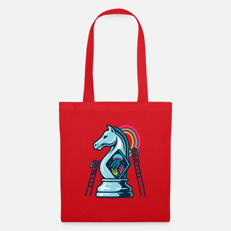 Deep Sea Chess Knight - Tote Bag - red