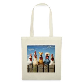 Famille de poulets humoristiques de style bande dessinée - Sac en tissu - rouge - Devant
