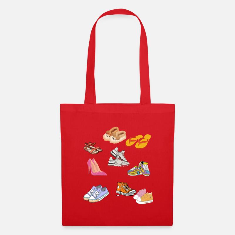 Cute Pastel Slipper and Sneaker Collection - Tote Bag - red