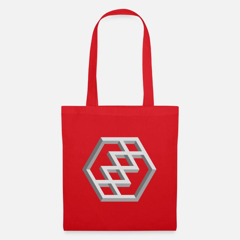 Futuristic Geometry Pattern - Tote Bag - red