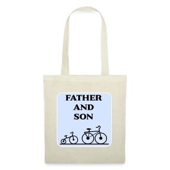 Radfahren mit Vater und Sohn - Stoffbeutel - Rot - Vorne