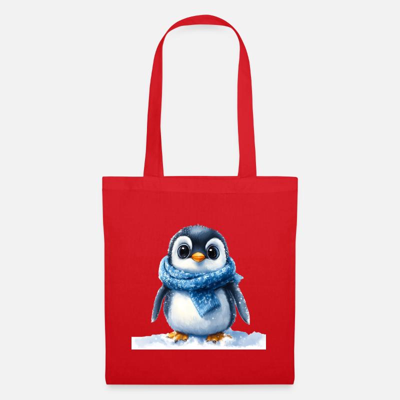Pingouin mignon avec accessoire d’hiver - Sac en tissu - rouge