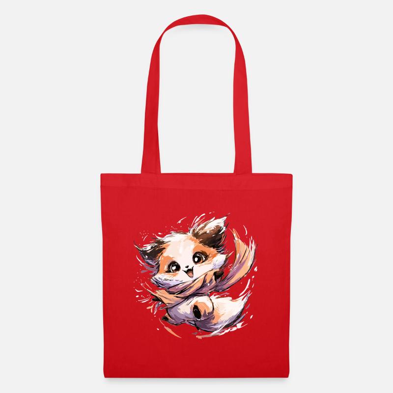 Fox with Scarf | Dancing Fox - Tote Bag - red