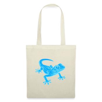 Blauer Gecko Silhouette Muster - Stoffbeutel - Rot - Vorne