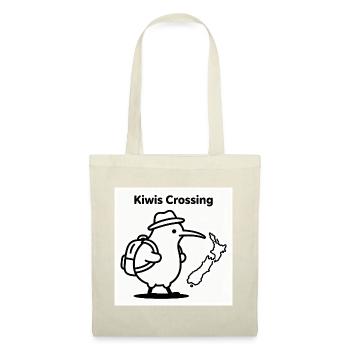 Kiwis Crossing: Reisender Kiwi mit Rucksack - Stoffbeutel - Rot - Vorne