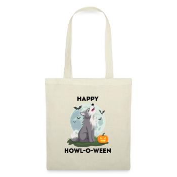 Happy Howl-o-ween – Wolf Halloween Wortspiel - Stoffbeutel - Rot - Vorne