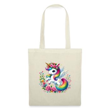Licorne fleur arc-en-ciel - Sac en tissu - rouge - Devant