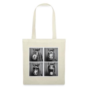 Lustig Pferd Pony Sonnenbrille Fotobox - Stoffbeutel - Natur - Vorne