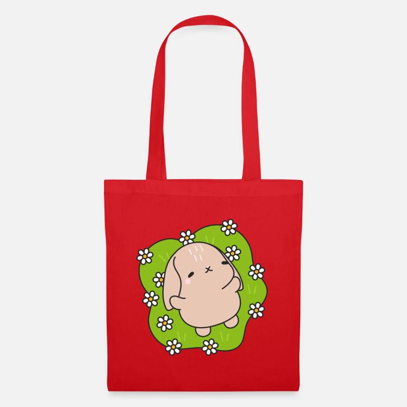 Kawaii Kaninchen unter Gänseblümchen - Stoffbeutel - Rot