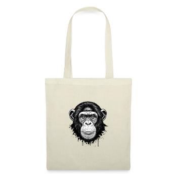 Illustration de visage de singe en noir et blanc - Sac en tissu - rouge - Devant