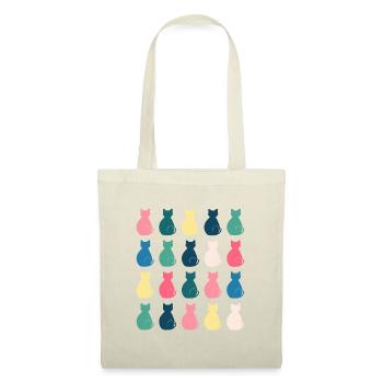 Katzenmusterin Pastellfarben – Pop-Art Design - Stoffbeutel - Rot - Vorne