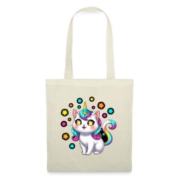Adorable chat caticorne licorne kawaii étoiles  - Sac en tissu - rouge - Devant