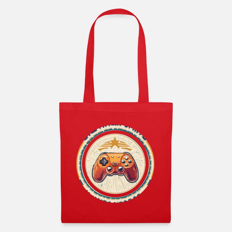 Retro Game Controller Badge - Tote Bag - red
