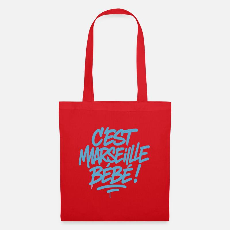 C’est Marseille Bébé – Tag bleu graffiti - Sac en tissu - rouge