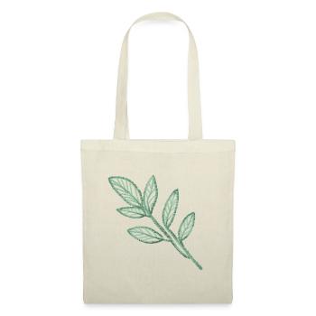 Feuilles vert menthe en aspect broderie - Sac en tissu - rouge - Devant