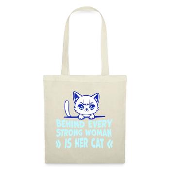 Behind Every Strong Woman Is Her Cat Spruch Katze - Tote Bag - red - Front