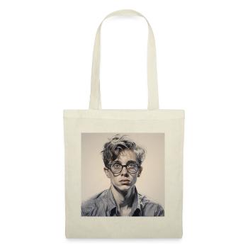 Grayscale Glasses Portrait - Tote Bag - red - Front