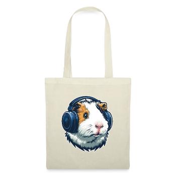 Cochon d’Inde avec casque | Conception musicale - Sac en tissu - rouge - Devant