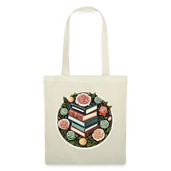 Floral Book Stack Emblem - Tote Bag - red - Front