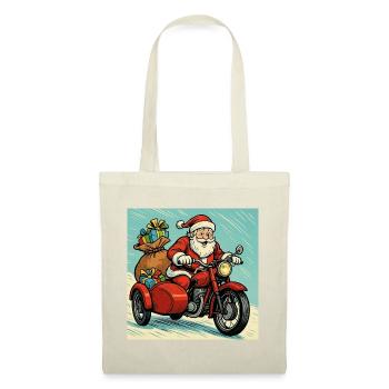Le Père Noël sur une moto avec side-car – Style comics - Sac en tissu - rouge - Devant