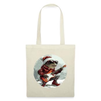 Frosch Weihnachten Gitarre - Stoffbeutel - Rot - Vorne