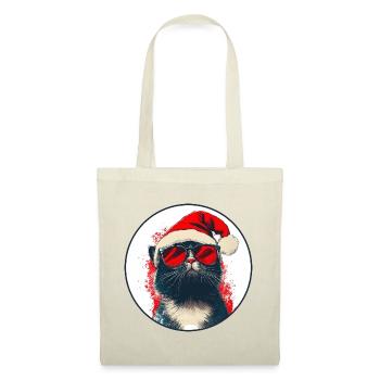 Chat cool avec lunettes de soleil Chapeau de Père Noël - Sac en tissu - rouge - Devant