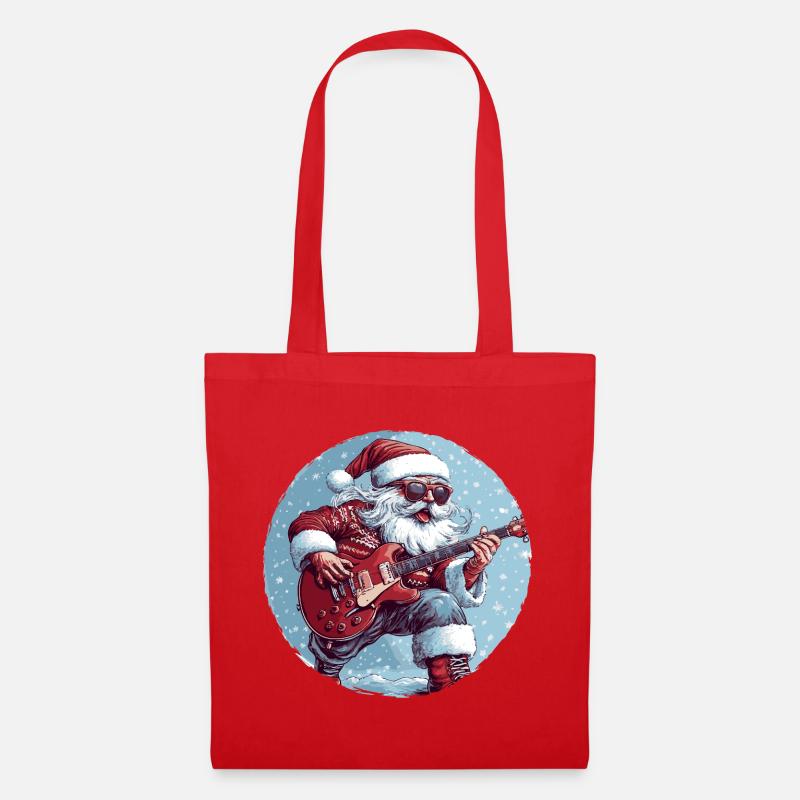 Weihnachtsmann Gitarre - Stoffbeutel - Rot