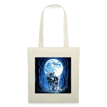 Loup et Fée Sous la Lune Bleue - Sac en tissu - rouge - Devant