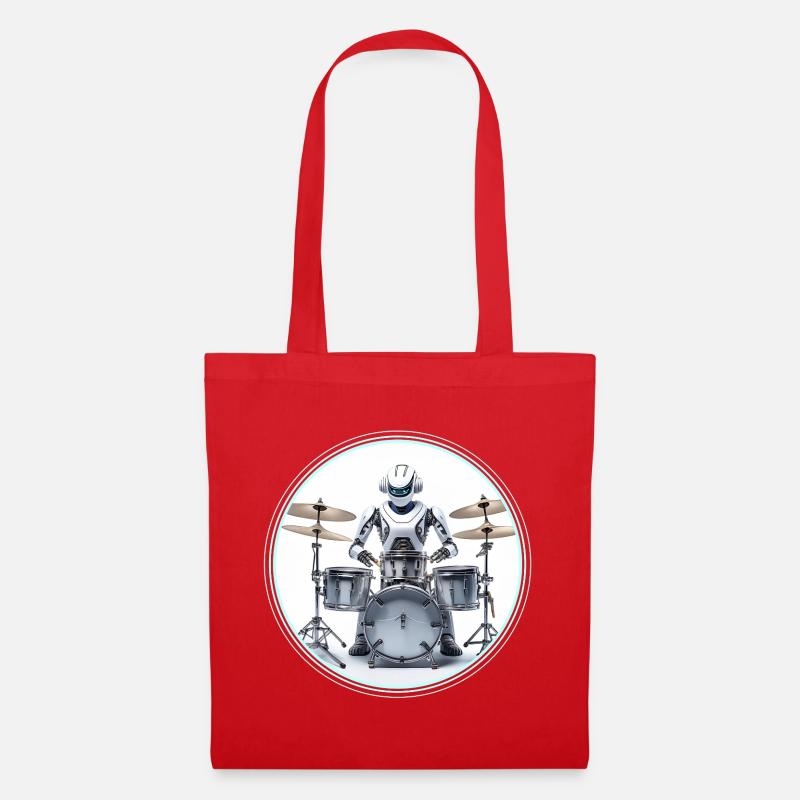 Drum Machine Robot - Tote Bag - red