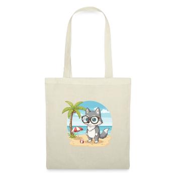 Cute Wolf with Glasses Beach Summer Vacation - Tote Bag - red - Front