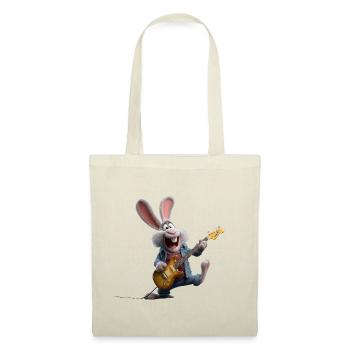 Rock bunny with electric guitar in cartoon style - Tote Bag - red - Front