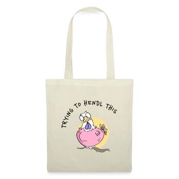 Pink Chicken Cartoon on Branch Dialect Chickens Saying - Tote Bag - red - Front