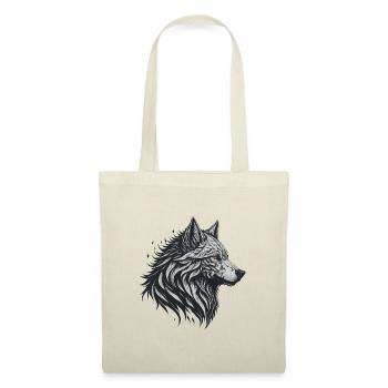 Geometrischer Schwarzer Wolf - Stoffbeutel - Rot - Vorne