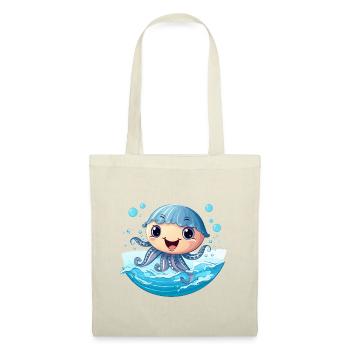 Kawaii-Qualle im Meeresrauschen - Stoffbeutel - Rot - Vorne